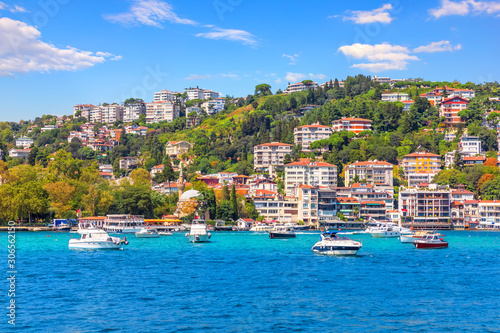 Bebek district of Istanbul, beautiful houses on the coast of the Bosphorus strait
