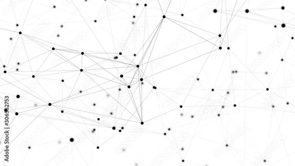 Network connected lines and dots, business technology and science on white background. Seamless loop 4K