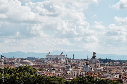 Rome, Italy - View of the Pantheon and the Altar of the Fatherland from the hill of Yanikula