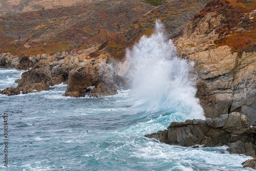 Waves Crashing on the California Coast
