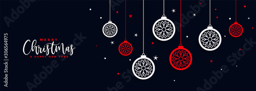 merry christmas ball decoration banner festival design
