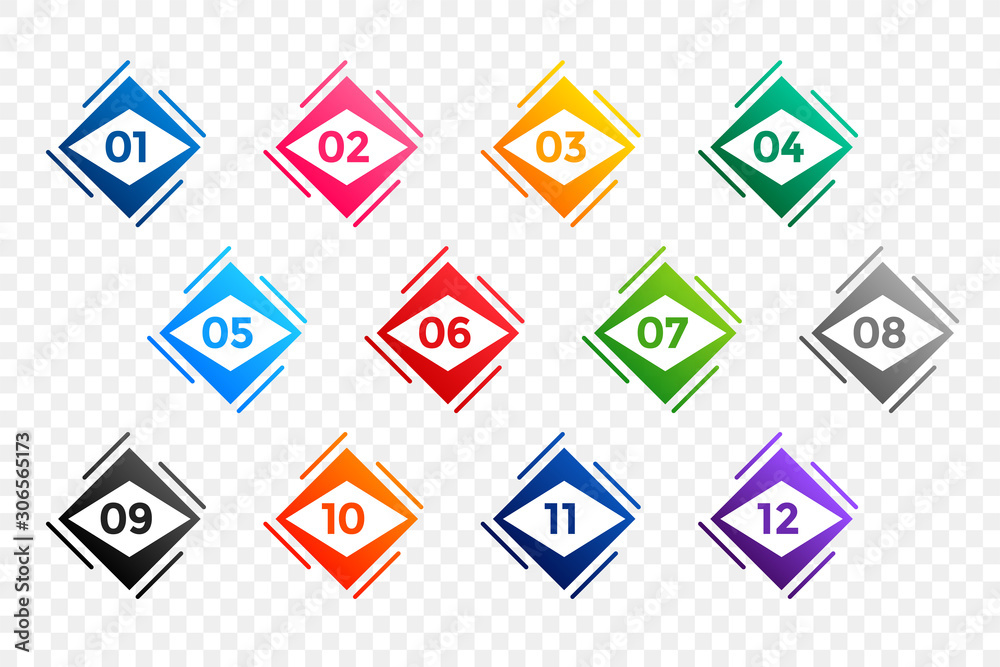 geometric numbered bullet points from one to twelve geometric numbered bullet points from one to twelve