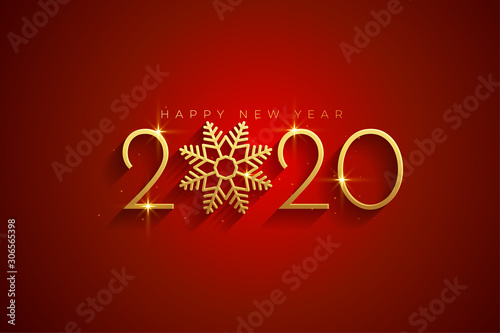 elegant red and gold happy new year 2020 background card