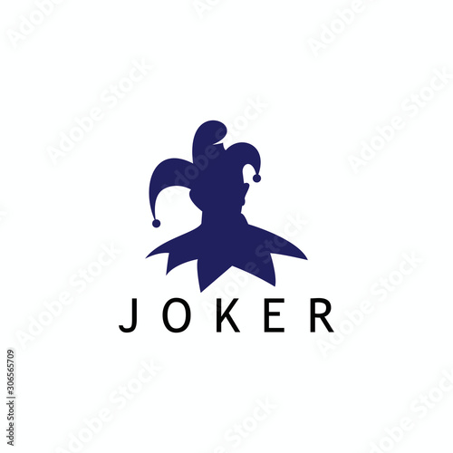Logo design, silhouette of joker or clown.