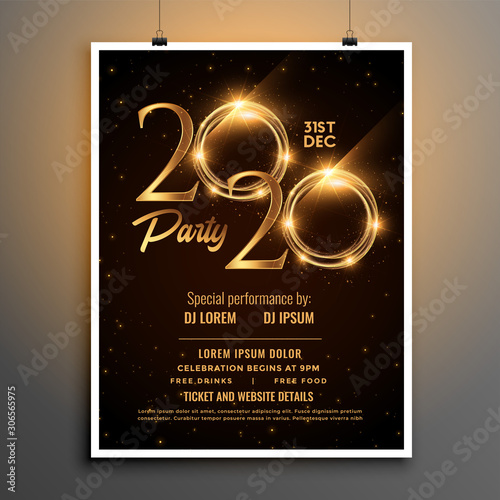 2020 new year party invitation shiny template design
