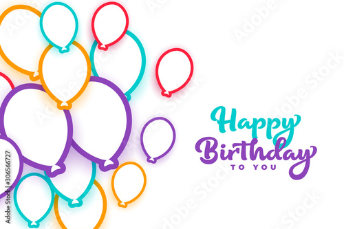 happy birthday colorful balloons white background design