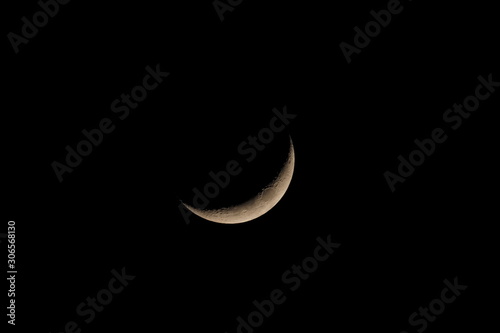Moonset 16.5% in dark sky background, taken time 18.31 pm.