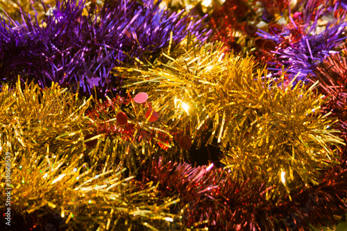 Multi colored Christmas tinsel background