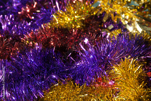 Multicolored Christmas tinsel background