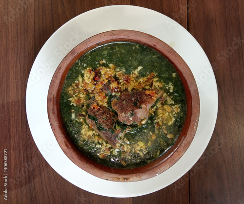 Egyptian tradition food green leaves with meat