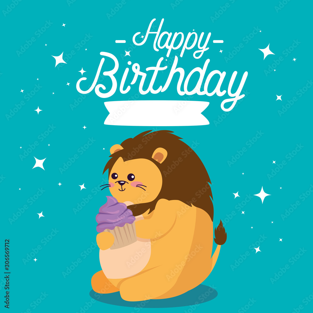 Fototapeta premium Cat cartoon design, happy birthday celebration decoration party festive and surprise theme Vector illustration