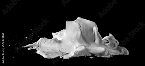 Shaving foam isolated on black, with clipping path texture and background