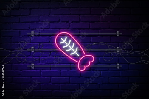 Crustacean seafood vector neon icon. Food pink neon illustration. Crustacean seafood vector neon icon. Shrimp neon. The Chinese restaurant illuminated sign. Vector isolated illustration