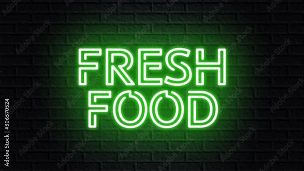 green neon video animation fresh food green neon video animation fresh food