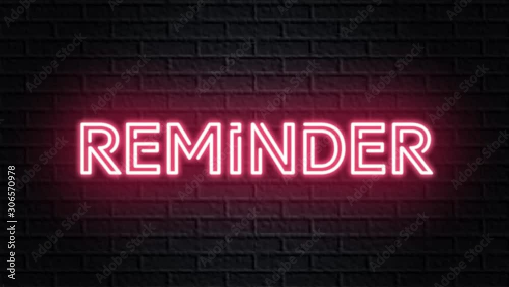 red neon video animation reminder