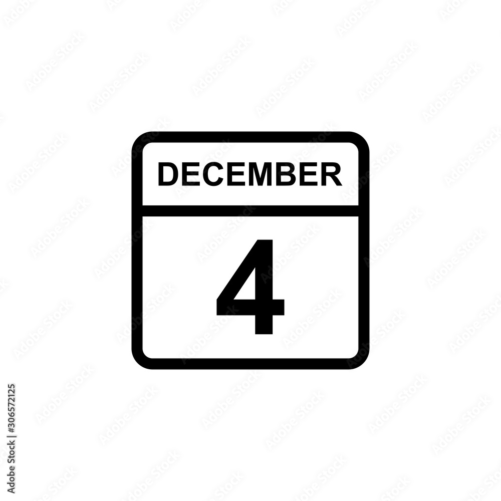 calendar - December 4 icon illustration isolated vector sign symbol calendar - December 4 icon illustration isolated vector sign symbol