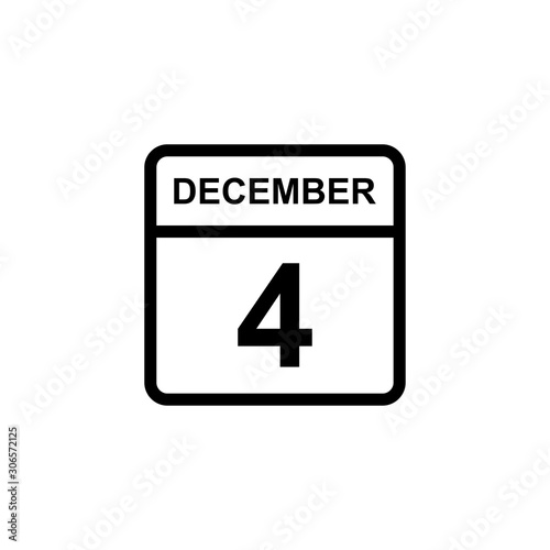 calendar - December 4 icon illustration isolated vector sign symbol