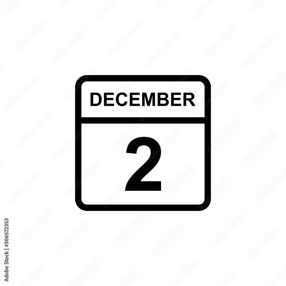 calendar - December 2 icon illustration isolated vector sign symbol calendar - December 2 icon illustration isolated vector sign symbol