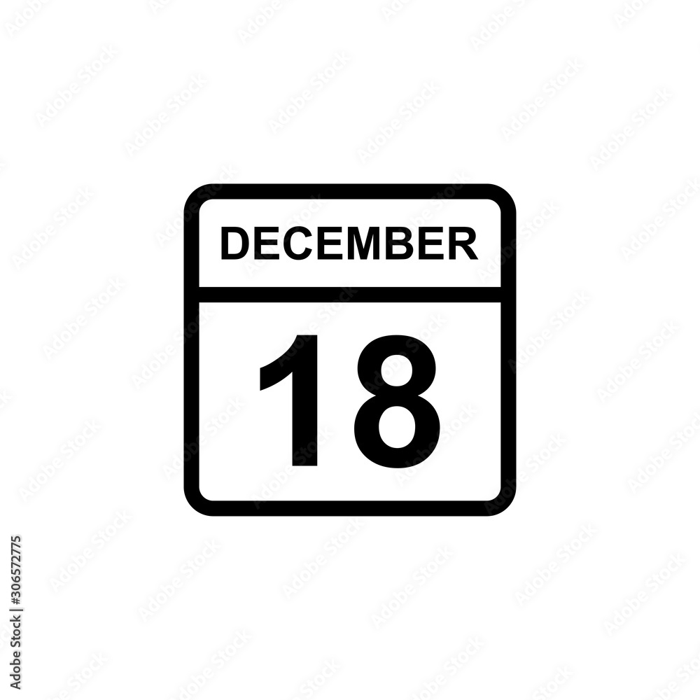 calendar - December 18 icon illustration isolated vector sign symbol calendar - December 18 icon illustration isolated vector sign symbol