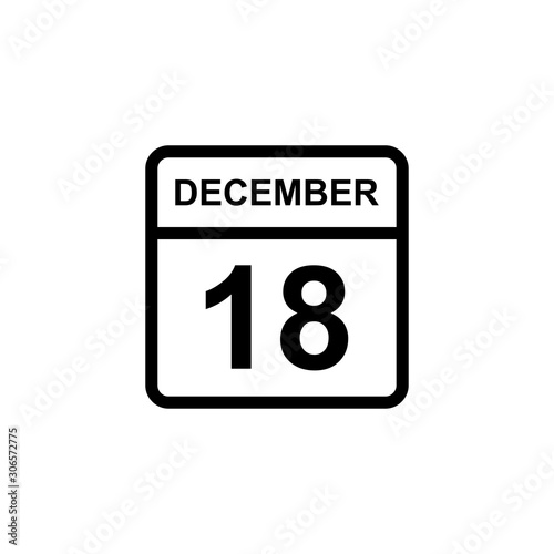 calendar - December 18 icon illustration isolated vector sign symbol