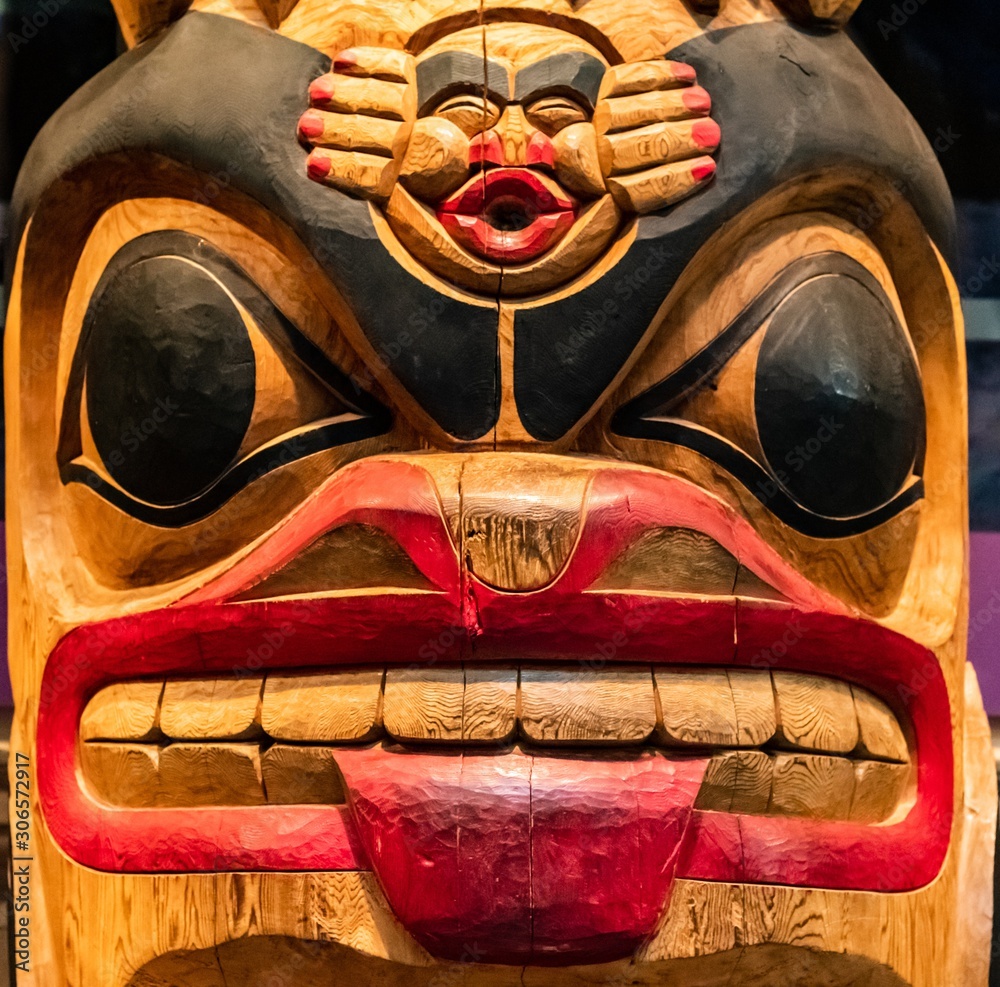 close up of totem face