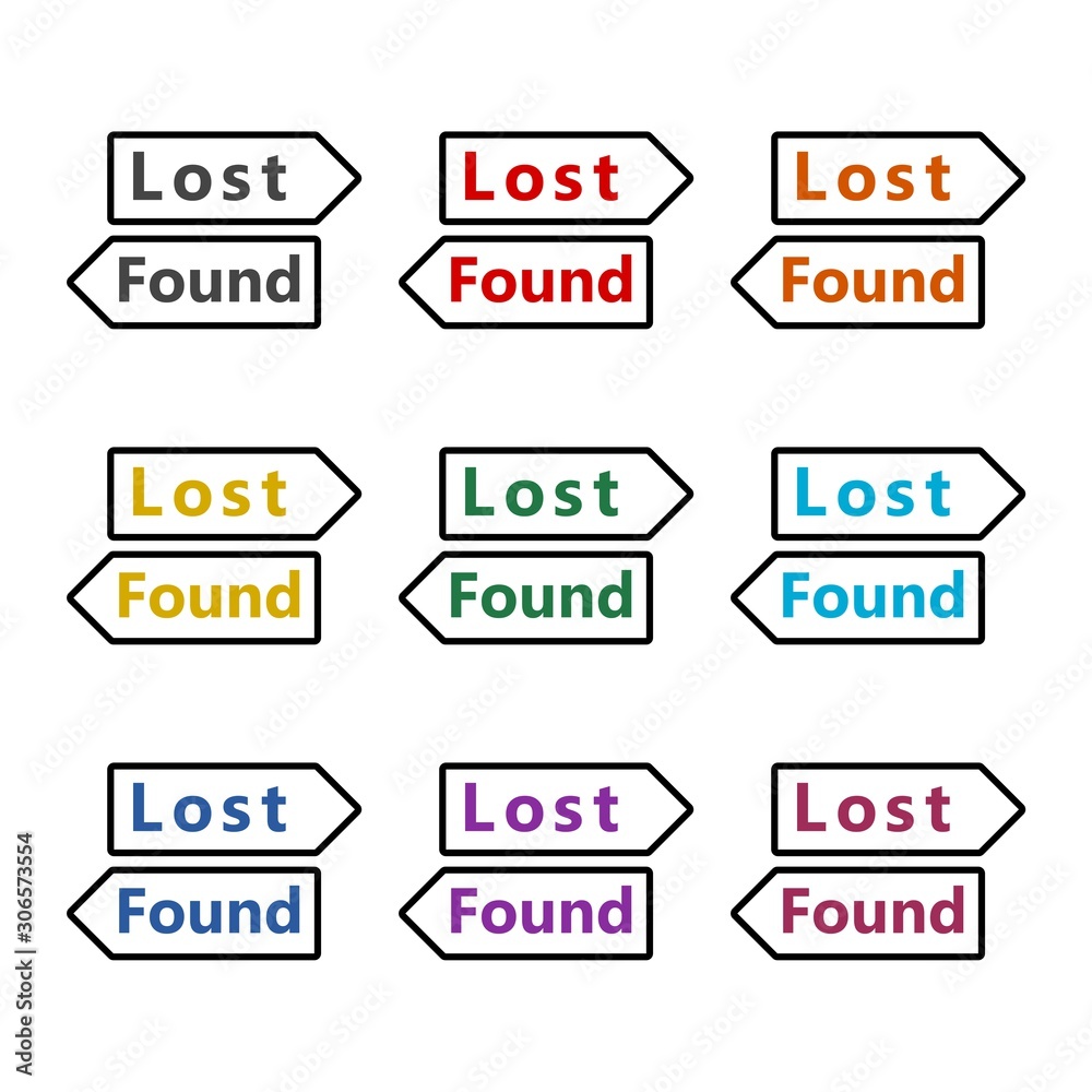 Lost and found  sign on white background