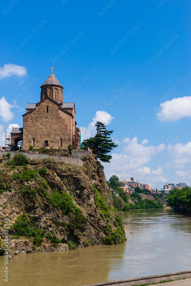 Metekhi temple above Mtkvari (Kura) river, Tbilisi, Georgia