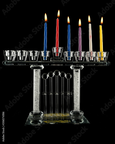 the fifth day Hanukkah menorah crystal lamp photo