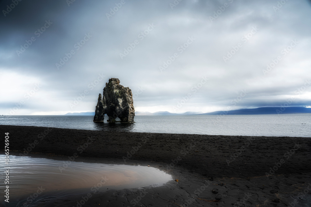 rock monolith of Hvitserkur in north western Iceland
