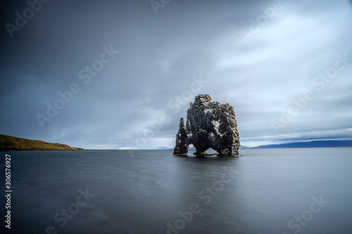 Canvas Print rock monolith of Hvitserkur in north western Iceland