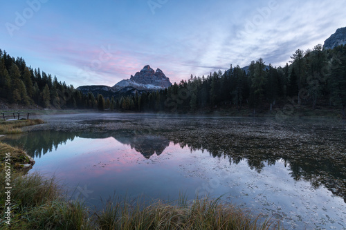 Dolomites: Dawn of color in Lake Antorno!