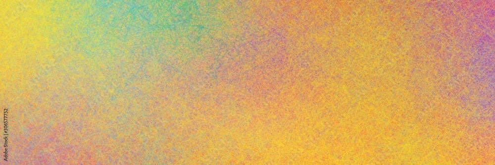 Colorful abstract background in yellow blue orange red and pink colors with fine detailed line scratch texture and panoramic layout