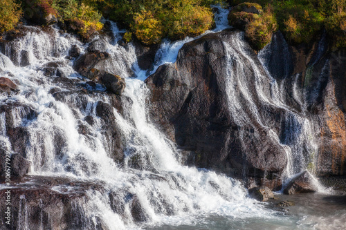 volcanic lava waterfall of ...