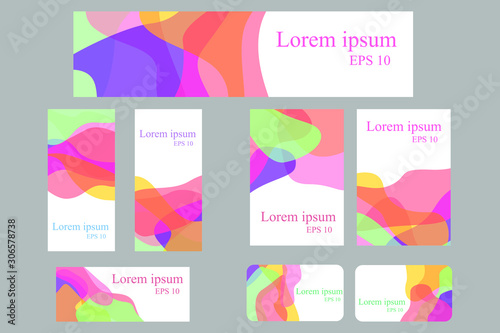 EPS 10 vector. Set of colorful banners. Wavy bright backgrounds.