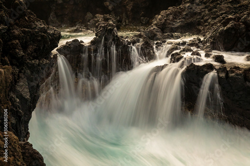 Waterfall on the coastline of La Palma