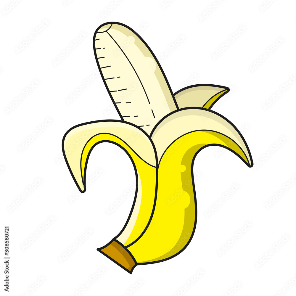 Vector Illustration Of Half Peeled Banana Isolated On A White Background Vector Illustration Of Half Peeled Banana Isolated On A White Background
