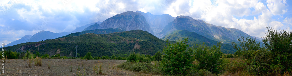 Panoramic view of Albanian mountains.