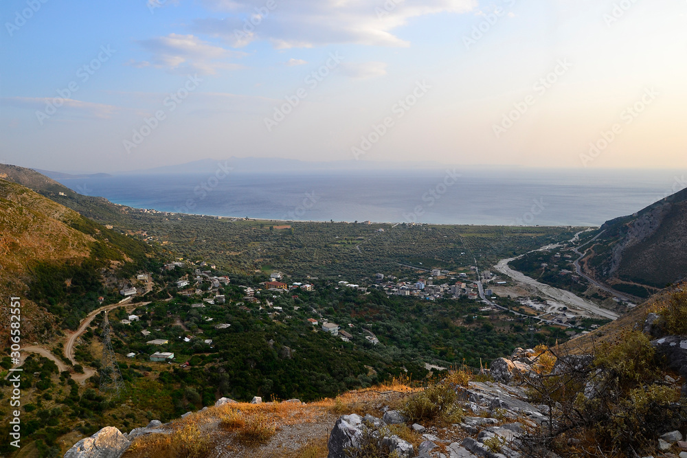 Panoramic view of Borsh, Albania. 