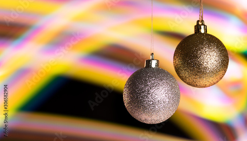 christmas balls on red background