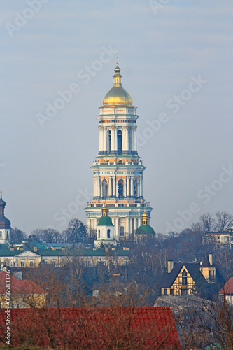 Pechersky monastery on a hill in Kiev photo