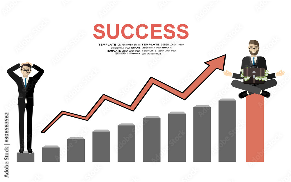 Financial success, financial loss flat illustration concepts set. Business situations. Flat design Financial success, financial loss flat illustration concepts set. Business situations. Flat design
