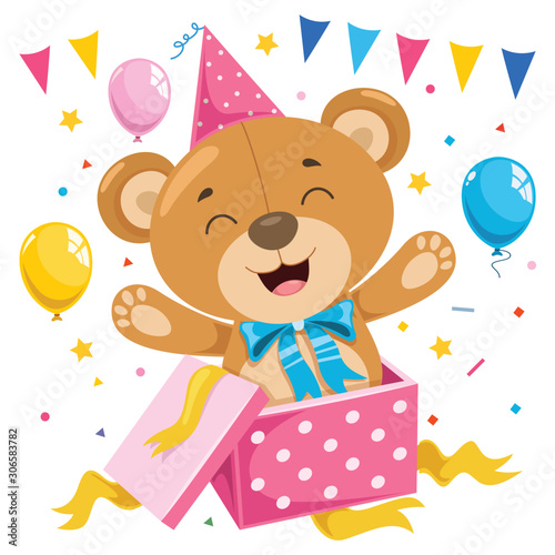 Little Funny Teddy Bear Cartoon