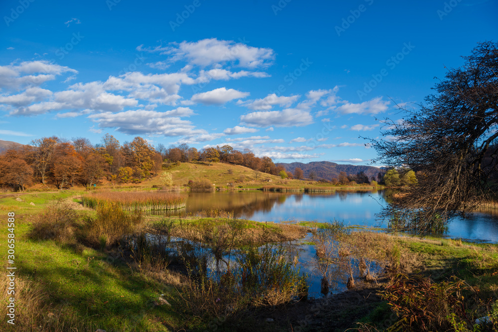 Fabulous autumn landscape with Tsover lake, Armenia