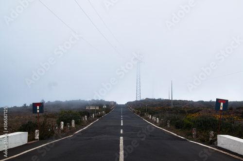 lonely road with fog at madeira  © singerfotos