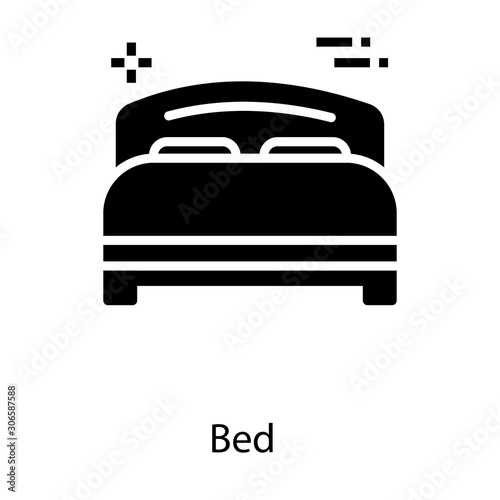  Bed Glyph Vector 