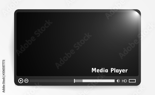 Видео медиа плеер. Интерфейс для веб и мобильных приложений. Векторные иллюстрации, EPS10.