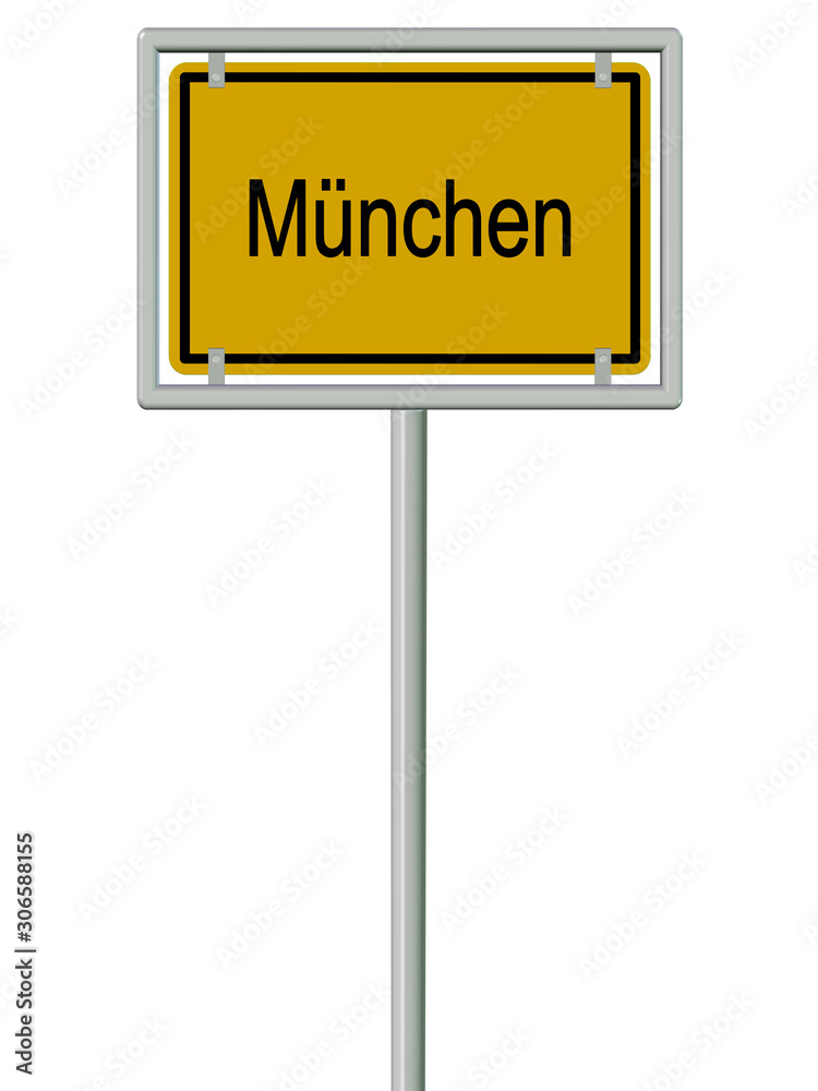 München, Ortsschild vor weißem Hintergrund München, Ortsschild vor weißem Hintergrund
