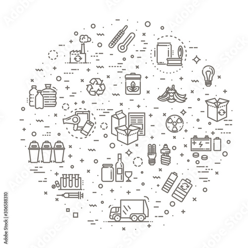 Garbage Vector Line Icons Set. Garbage icons set