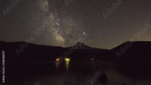 Milky Way Galaxy over Mount Hood from Laurance Lake in Oregon  photo