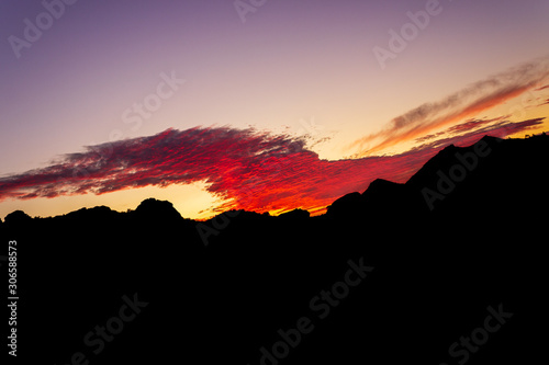 Sunset behind the mountains 